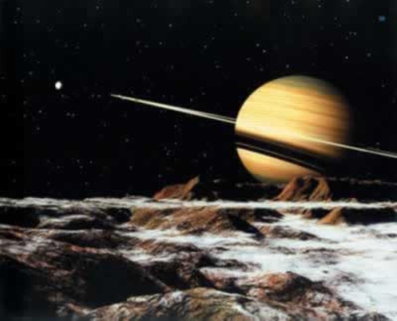 美國(guó)飛船旅行者1號(hào)掠過(guò)土星