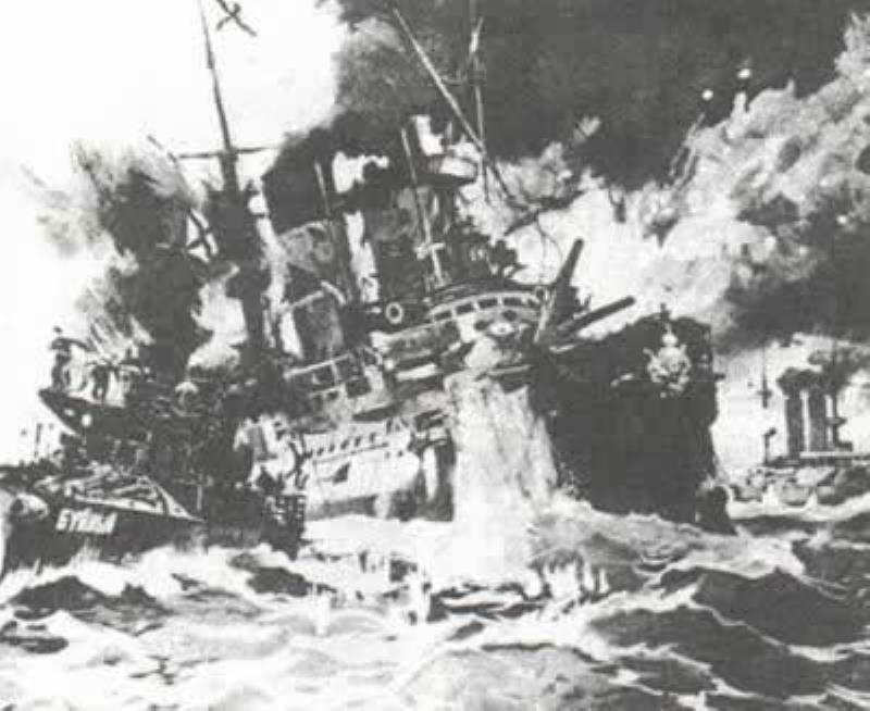 俄軍對馬島海域遭到慘重?fù)p失